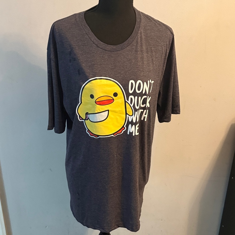 Men's Dark Gray Graphic Tee with Duck Print